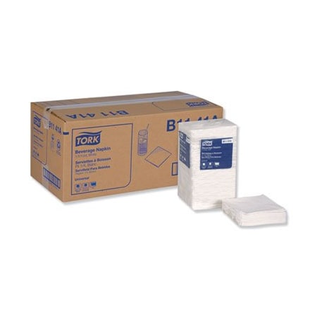 Tork Tork, UNIVERSAL BEVERAGE NAPKIN, 1-PLY, 9.125X9.125, 1/4 FOLD, POLY-PACK, WHITE, 4000PK B1141A